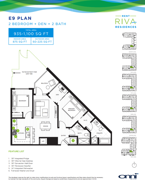 Floor plan for 2 beds, 2 baths, 875 sqft